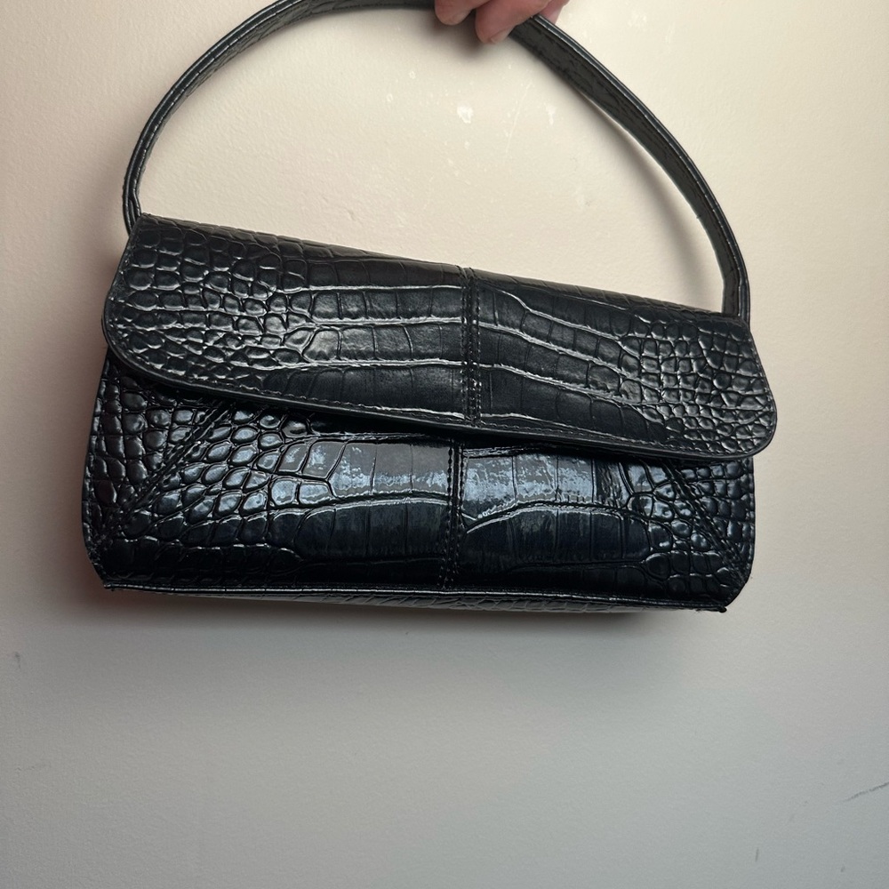 Liz Claiborne Black Croc-Embossed Mini Bag